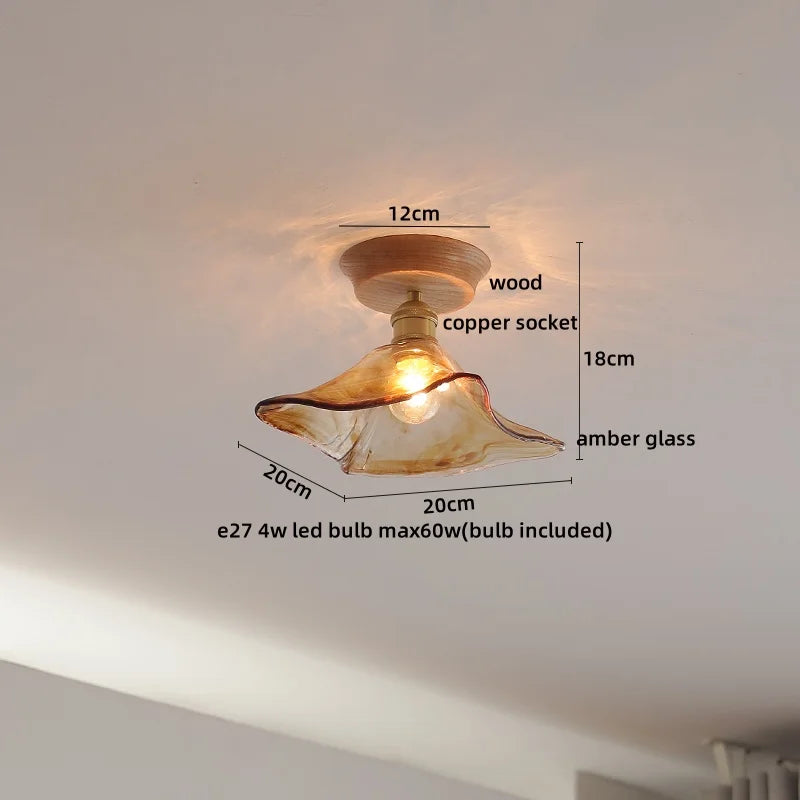 Artfan Amber Glass LED Ceiling Lights Modern Decoration for Home Porch Restaurant