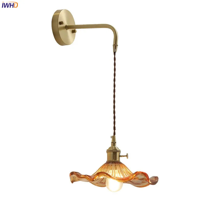 Artfan Amber Glass LED Wall Sconce for Home Indoor Lighting