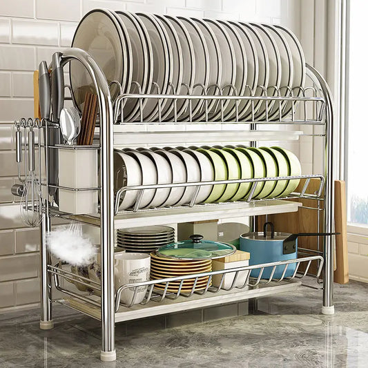 Artfan 3-Tier Kitchen Drying Rack & Dish Organizer Shelf with Drain Board
