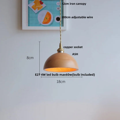 Artfan Ash Wood LED Pendant Lamp Adjustable Hanging Lights Luminaire