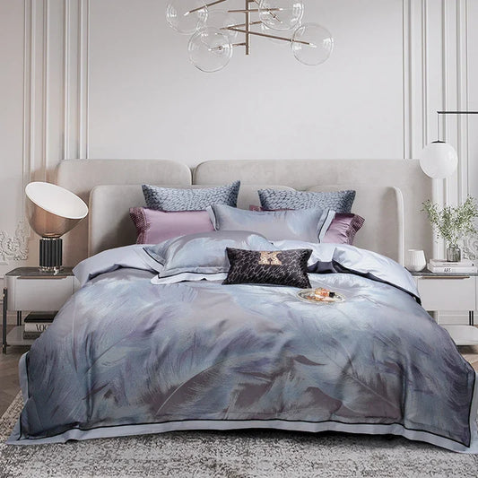 Artfan 1500TC Egyptian Cotton Silk Jacquard Bedding Set for Queen King Beds