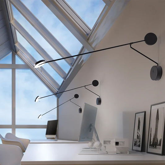Artfan lighting Black Telescopic Wall Lamp with Adjustable Arm for Living Room and Bedroom