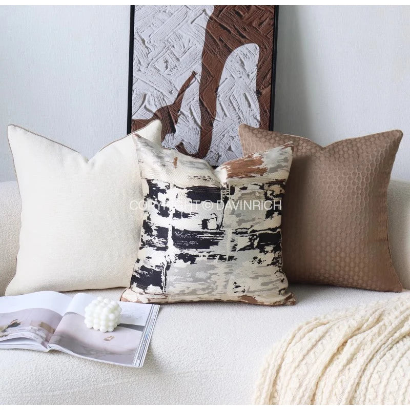 Artfan  Convex Rings Geometry Jacquard Pillowcase Cappuccino Luxury Cushion Cover
