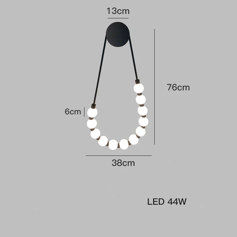 Artfan lighting Black Gold LED Her Necklace Wall Lamp Sconce for Bedroom & Corridor