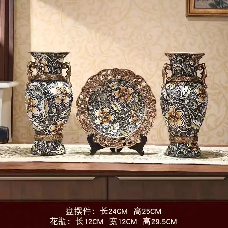 Artfan Resin Vase Dried Flowers Arrangement for Living Room Decor