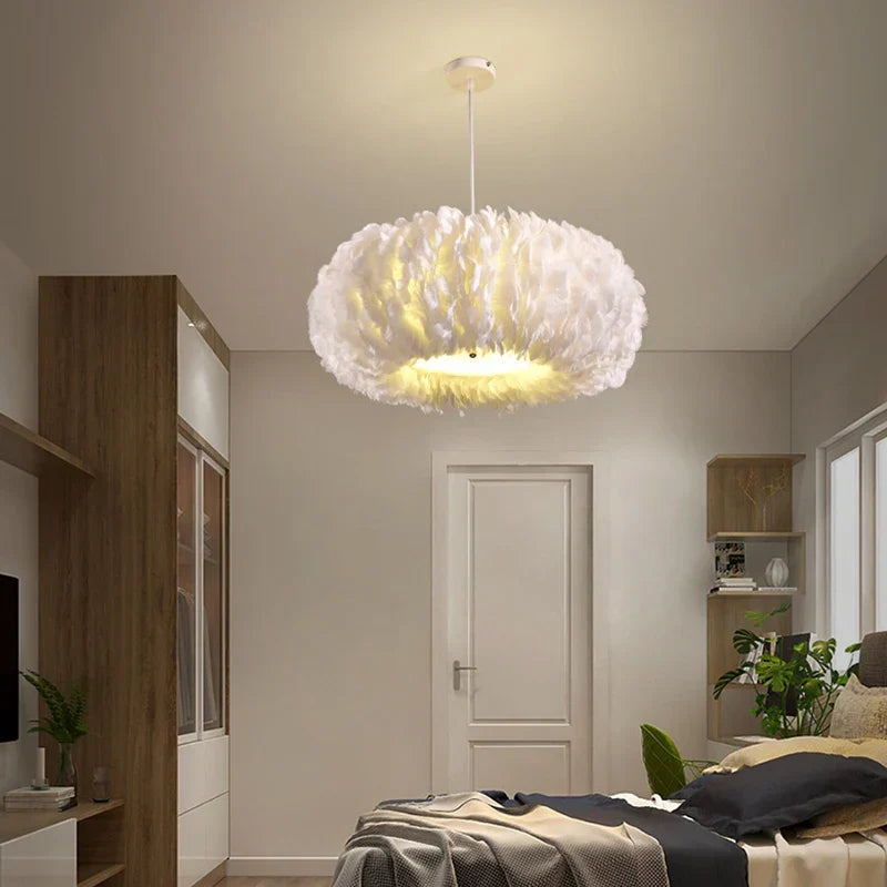 Artfan  Feather Decor LED Chandeliers for Living Room, Bedroom, Study & Children's Room