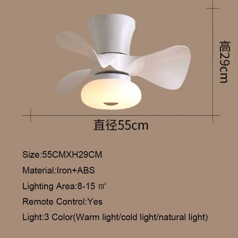 Artfan 22 Inch Smart Ceiling Fans with Wood Color and Colorful Light