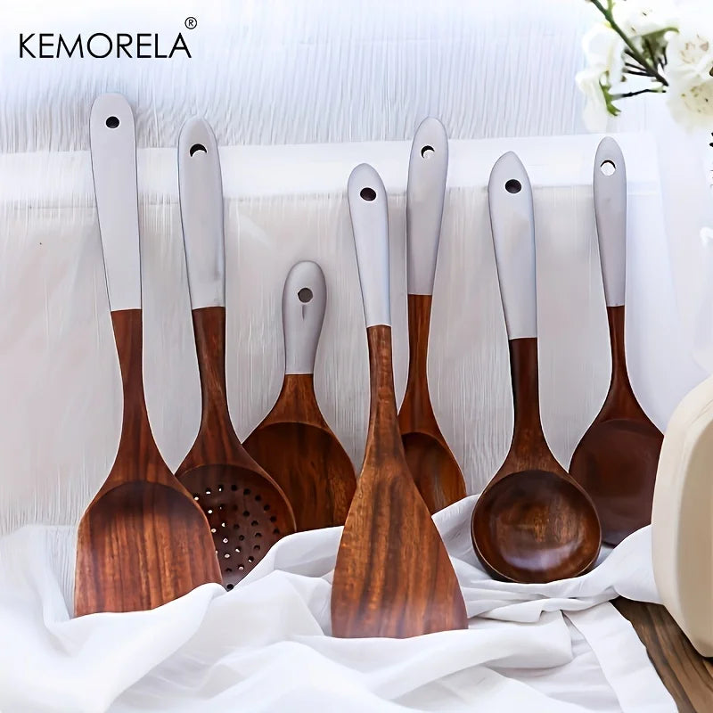 Artfan 7-Piece Thai Wooden Cooking Utensil Set | Eco-Friendly Kitchen Tableware