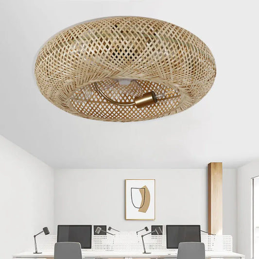 Artfan 50cm Bamboo Ceiling Fan with Lights, Remote Control, Retractable Blades, Silent Operation