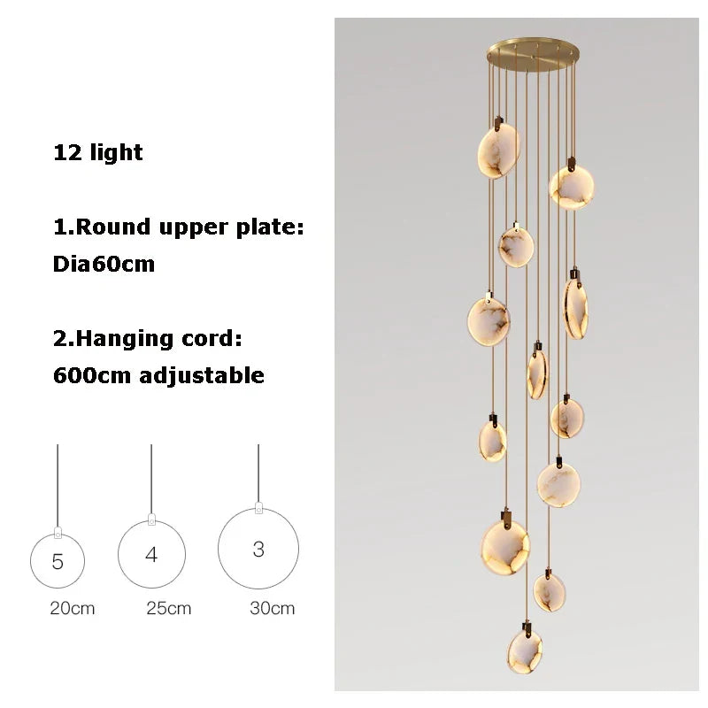 Artfan 2025 Art Deco Marble Golden Lustre LED Chandelier Lighting