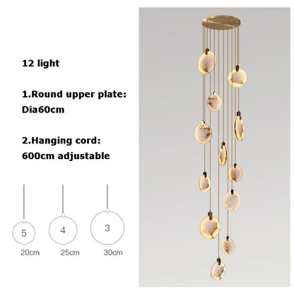 Artfan 2025 Art Deco Marble Golden Lustre LED Chandelier Lighting