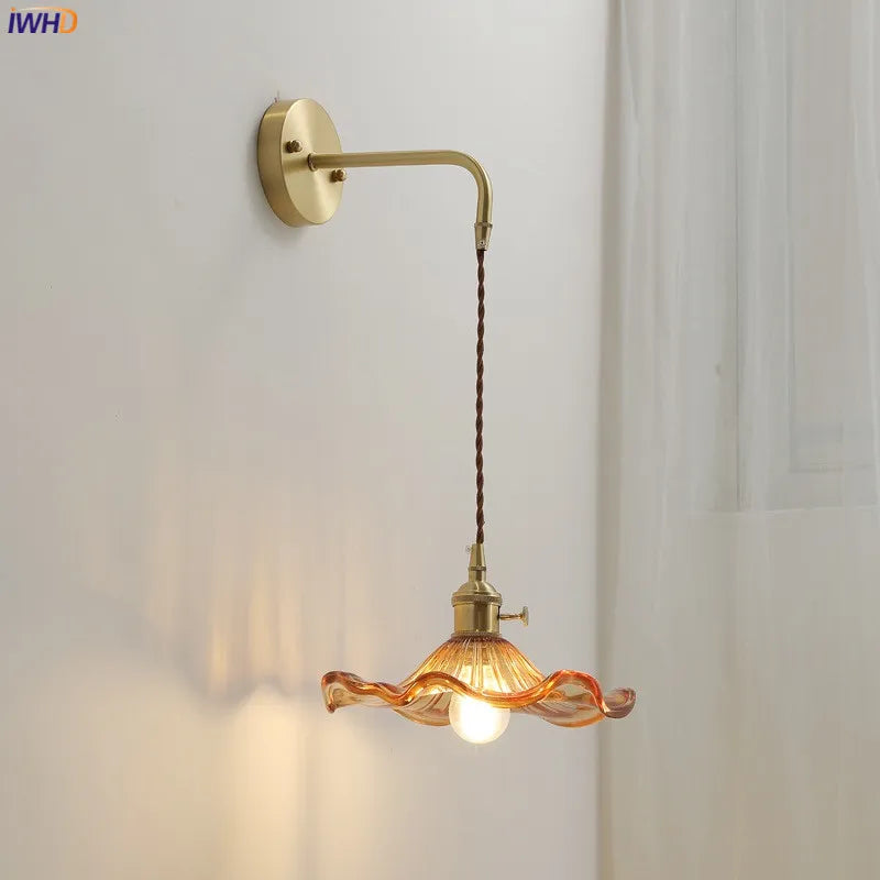 Artfan Amber Glass LED Wall Sconce for Home Indoor Lighting