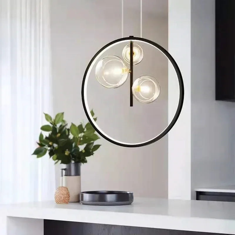 Artfan Ball Bubble LED Chandelier: Modern Round Ring Pendant Light for Dining Room & Bar