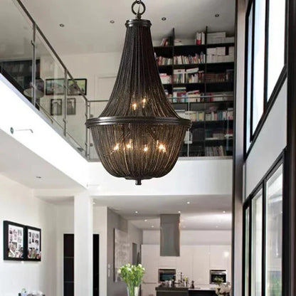 Artfan lighting Black Aluminum Chain Tassel Pendant Lights - Dimmable Classic Chandelier