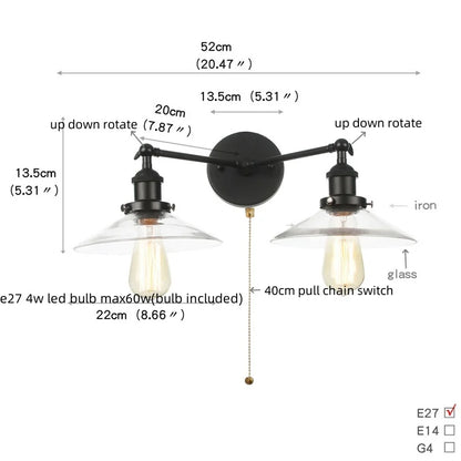 Artfan lighting Black LED Wall Lamp Sconce Industrial Loft Vintage Bathroom Mirror Light