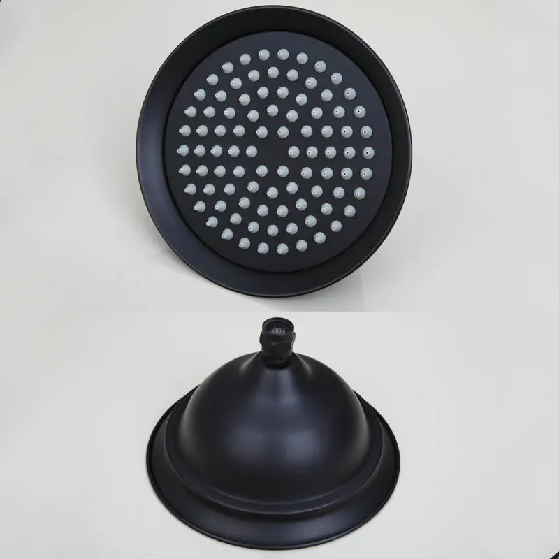 Artfan 8" Black Rain Shower Head Set with Hand Spray and Mixer Faucet