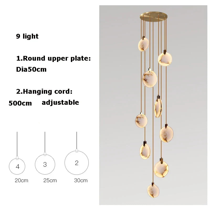 Artfan 2025 Art Deco Marble Golden Lustre LED Chandelier Lighting