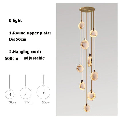 Artfan 2025 Art Deco Marble Golden Lustre LED Chandelier Lighting