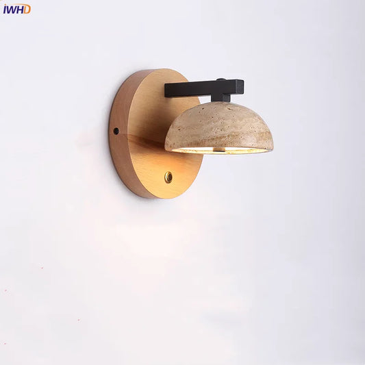 Artfan lighting Black Iron LED Wall Light Fixture Coffee Nordic Modern Natural Wood Bedside Lamp