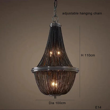 Artfan lighting Black Aluminum Chain Tassel Pendant Lights - Dimmable Classic Chandelier