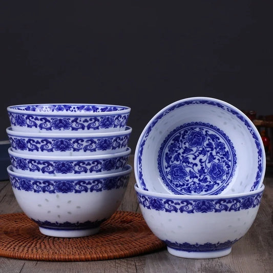 Artfan lighting Blue And White Porcelain Dragon Rice Bowls Set