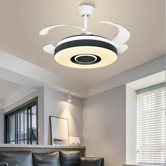 Artfan Retractable Ceiling Fan Chandelier with Remote Control and Invisible LED Lights