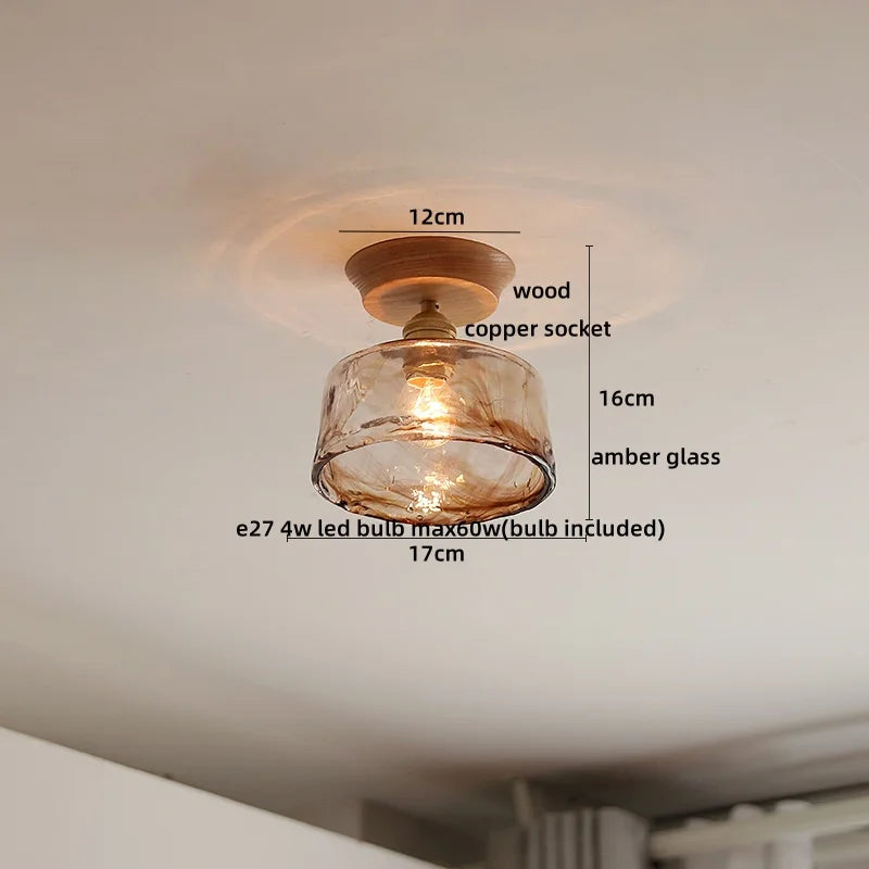 Artfan Amber Glass LED Ceiling Lights Modern Decoration for Home Porch Restaurant