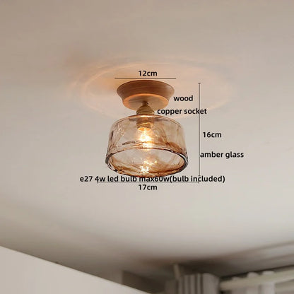Artfan Amber Glass LED Ceiling Lights Modern Decoration for Home Porch Restaurant