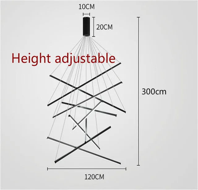 Artfan lighting Black LED Stair Chandelier: Modern Ceiling Pendant Light Fixture for Hall and Living Duplex.