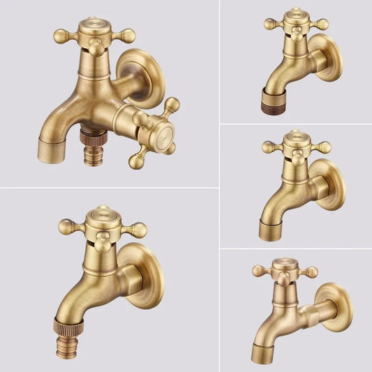 Artfan Antique Brass Garden Bibcocks Single Cold Tap Faucet for Outdoor Use