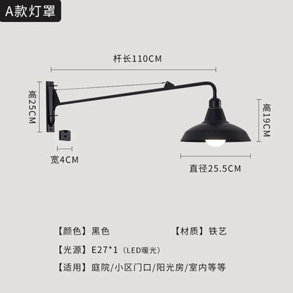 Artfan lighting Black LED Swing Arm Wall Lamp for Outdoor Decor in Bedroom, Balcony & Aisle