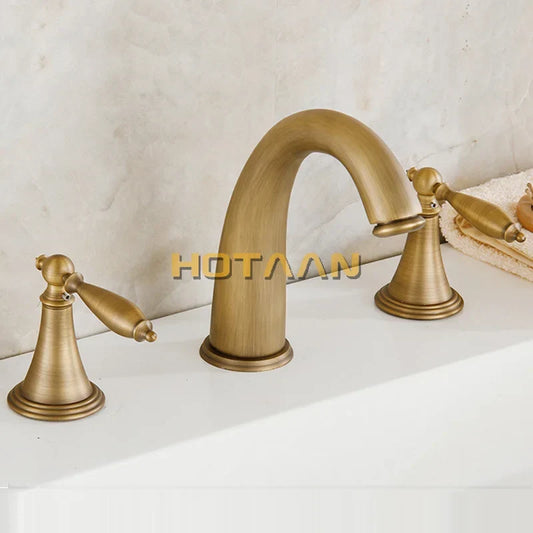 Artfan Antique Brass Bath Mixer Set with Hand Shower