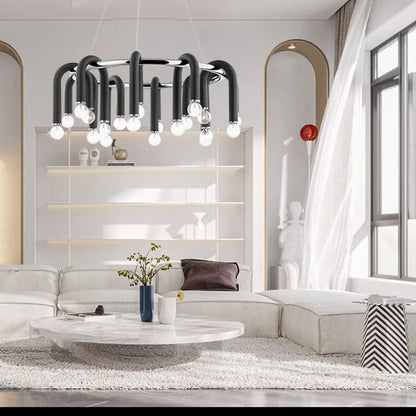 Artfan lighting Black Aluminum Tube Dimmable LED Chandelier with U-Shaped Design