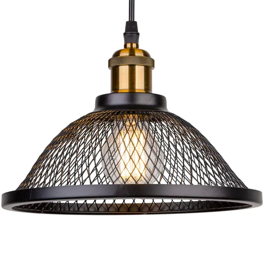 Artfan lighting Black Iron Net-Cage Kitchen Pendant Light with LED for Bedroom & Living Room