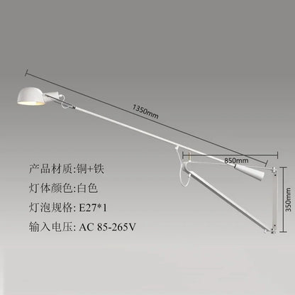 Artfan Adjustable LED Wall Lamp Swing Arm Modern Light Fixture Black/White for Living Room