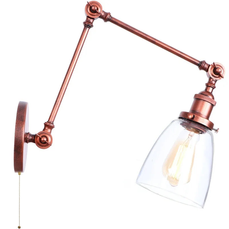 Artfan Adjustable Glass Swing Arm LED Wall Sconce with Pull Chain Switch