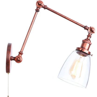 Artfan Adjustable Glass Swing Arm LED Wall Sconce with Pull Chain Switch