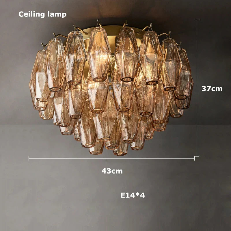 Artfan Art Deco Glass Shade Brass LED Chandelier - Luxury Black Dining Room Ceiling Light