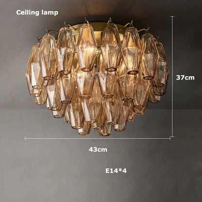 Artfan Art Deco Glass Shade Brass LED Chandelier - Luxury Black Dining Room Ceiling Light