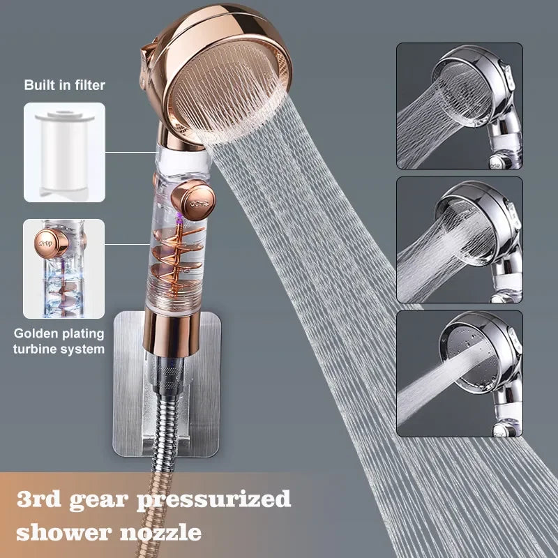 Artfan 3-in-1 High Pressure Shower Head with Stop Key & Filter Handheld Sprayer