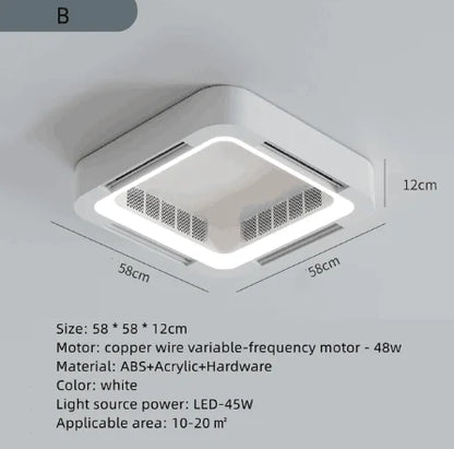 Artfan lighting Bladeless Ceiling Fan Light Remote Control LED Circulator for Bedroom Living Room