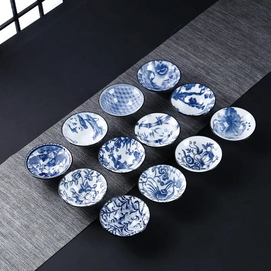 Artfan lighting Blue & White Ceramic Kung Fu Tea Cup, Japanese Style Porcelain Sake Espresso Mug
