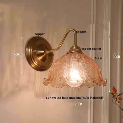 Artfan Amber Glass Wall Sconce Vintage Loft LED Vanity Light Fixture