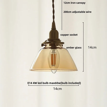 Artfan Amber Glass LED Pendant Light - Nordic Modern Balcony Foyer Coffee Wall Lamp