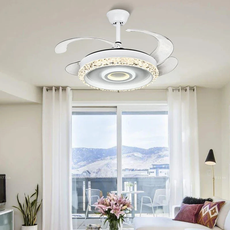 Artfan 42" Leaf Fan Chandelier Invisible Fan Lighting for Bedroom and Dining Room