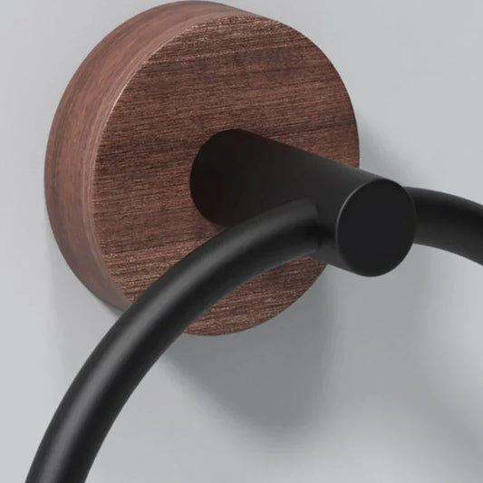 Artfan Aluminum & Walnut Towel Ring: Bathroom & Kitchen Wall Mount Holder