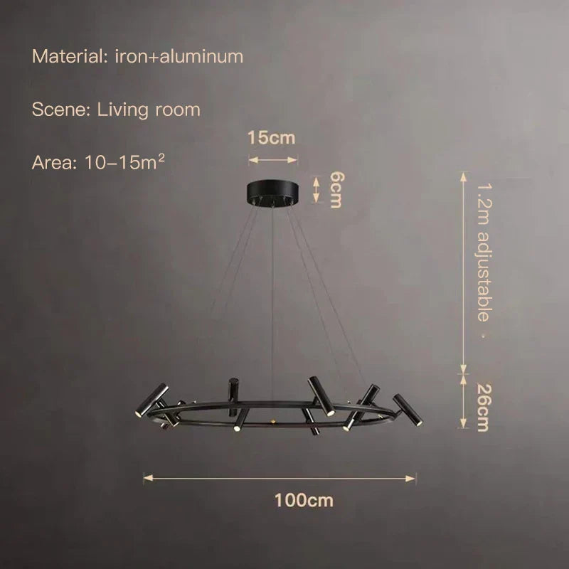Artfan lighting Black LED Spot Chandelier: Modern Minimalist Rotatable Hanging Lamp for Home Decor