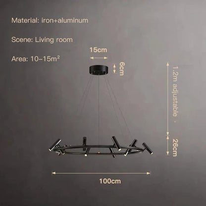 Artfan lighting Black LED Spot Chandelier: Modern Minimalist Rotatable Hanging Lamp for Home Decor