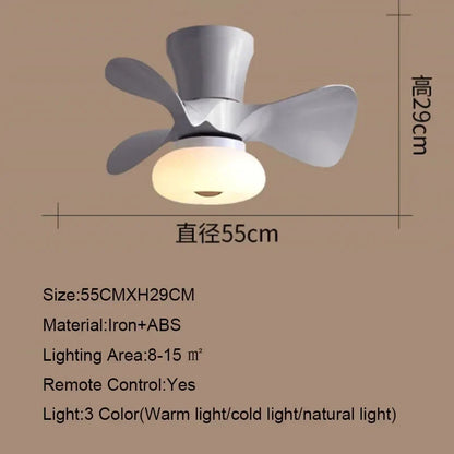 Artfan 22 Inch Smart Ceiling Fans with Wood Color and Colorful Light