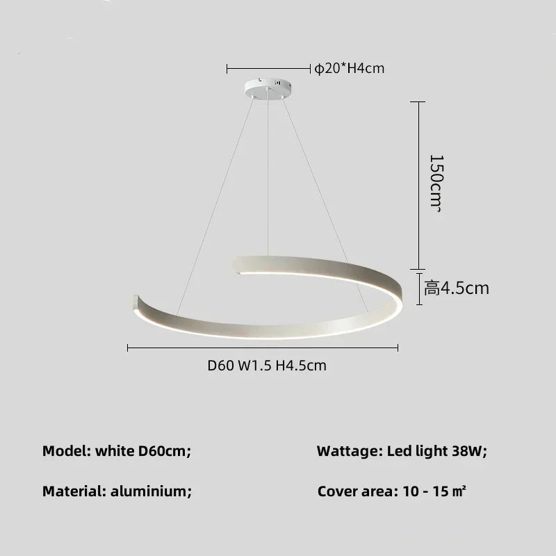 Artfan lighting Black LED Chandelier Pendant Light for Foyer Stairs Bar, Minimalist Indoor Hanging Lamp